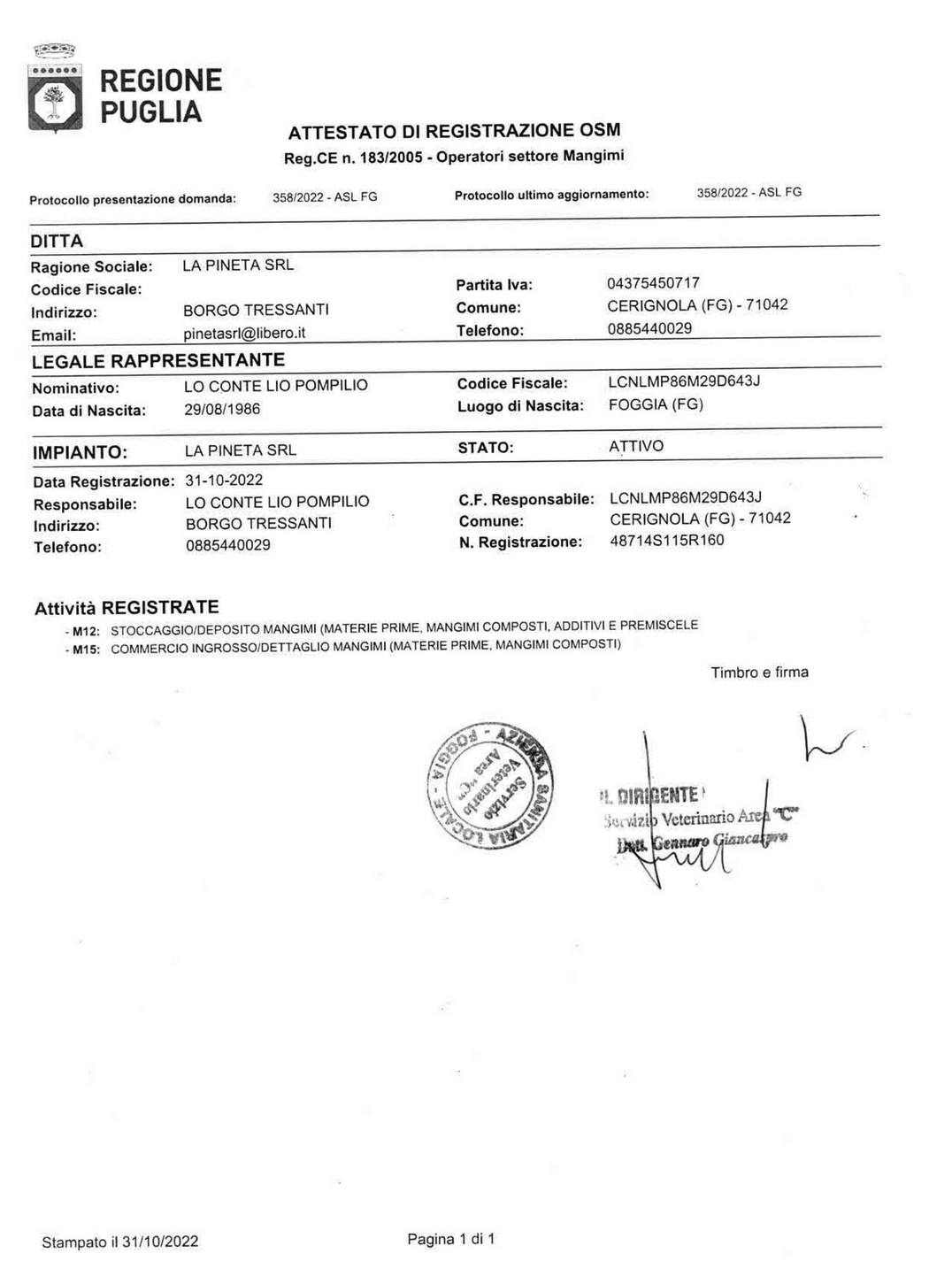 Preview of the certificate Regione Puglia OSM